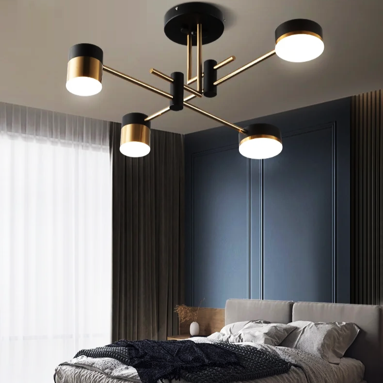 Lustra LED RAVENNA 2 + 2 Echivalent 300W Telecomanda NEGRU + AURIU / MINIMALIST DESIGN / 76CM Lighting Fixtures