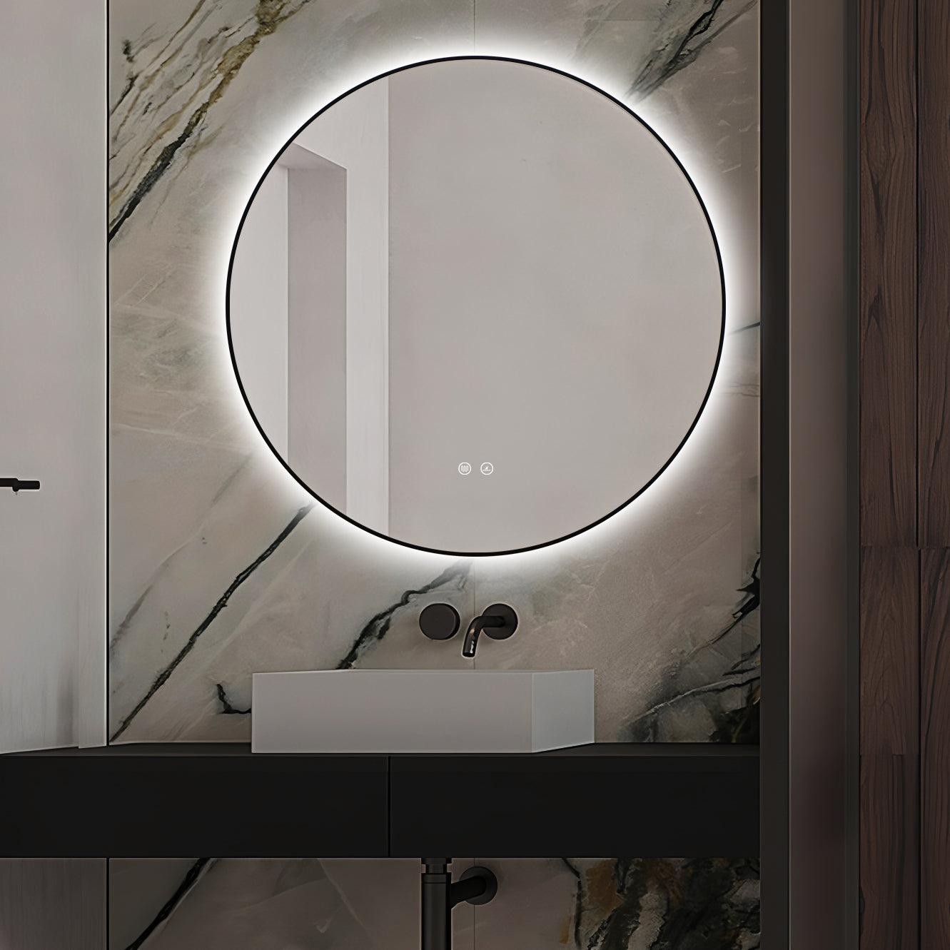 Oglinda LED Rotunda Ø70cm Functie Dezaburire si Touch LED MIRROR