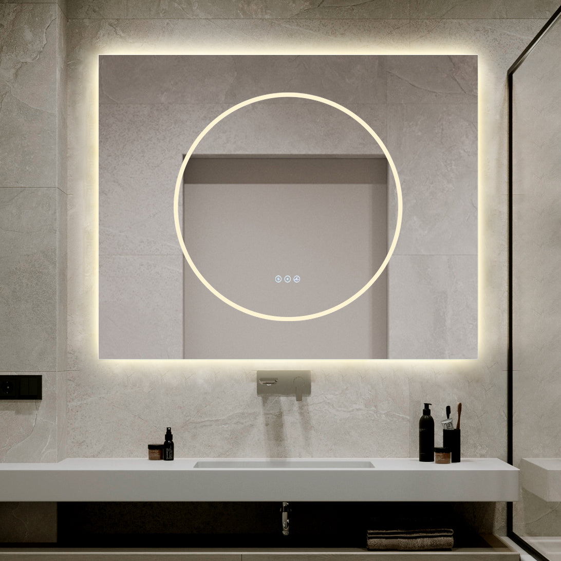 Oglinda LED Dreptunghiulara 100x80cm Functie Dezaburire si Touch LED MIRROR