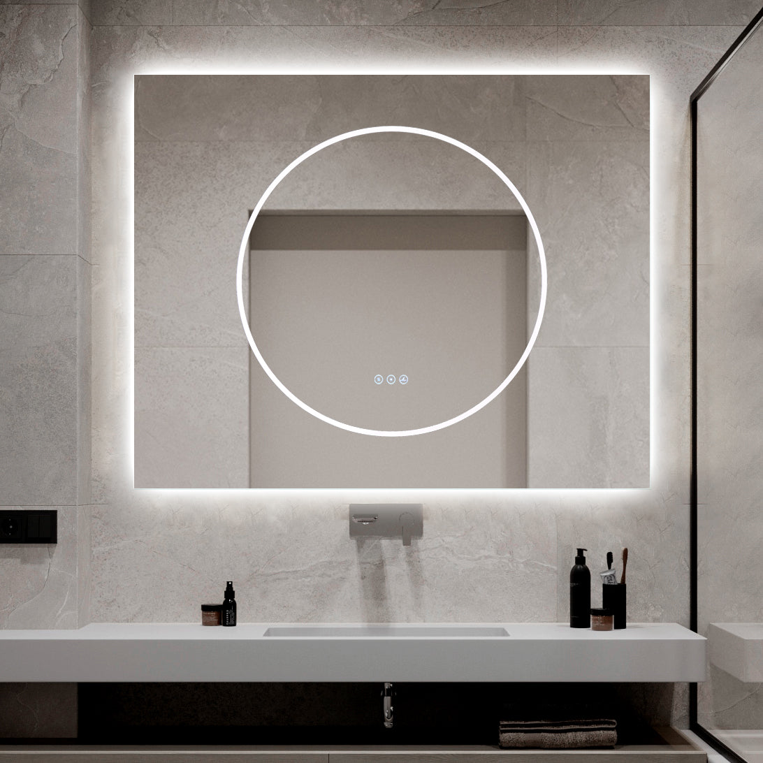 Oglinda LED Dreptunghiulara 100x80cm Functie Dezaburire si Touch LED MIRROR