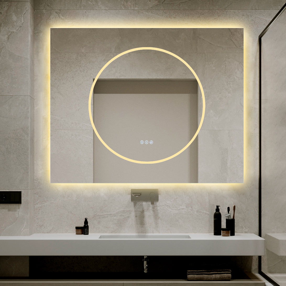 Oglinda LED Dreptunghiulara 100x80cm Functie Dezaburire si Touch LED MIRROR