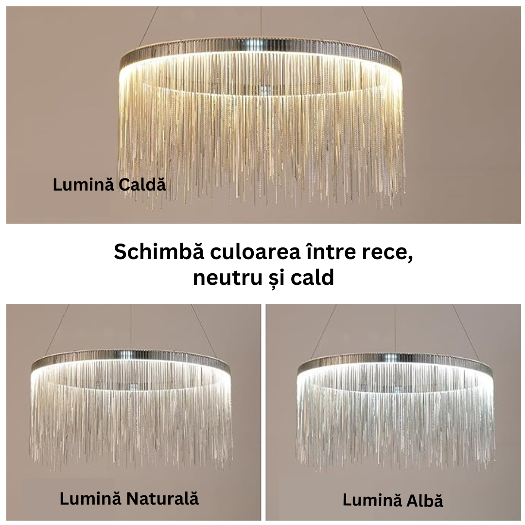 Lustra LED 60W KING Chrome 1 Segment CHROME / 60CM / SUSPENDATE Lighting Fixtures