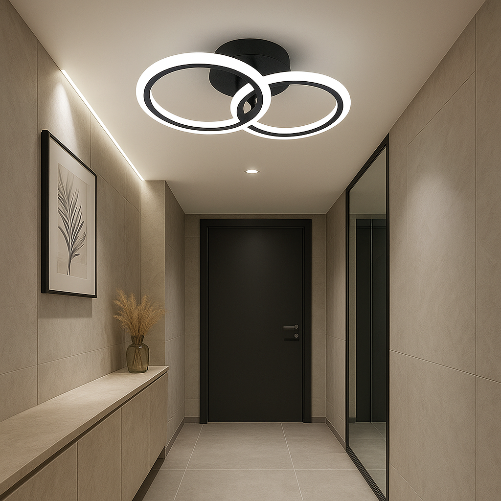 Lustra LED 1 + 1 Circle Design Black Echivalent 300W Telecomanda NEAGRA / CIRCLE DESIGN Lighting Fixtures