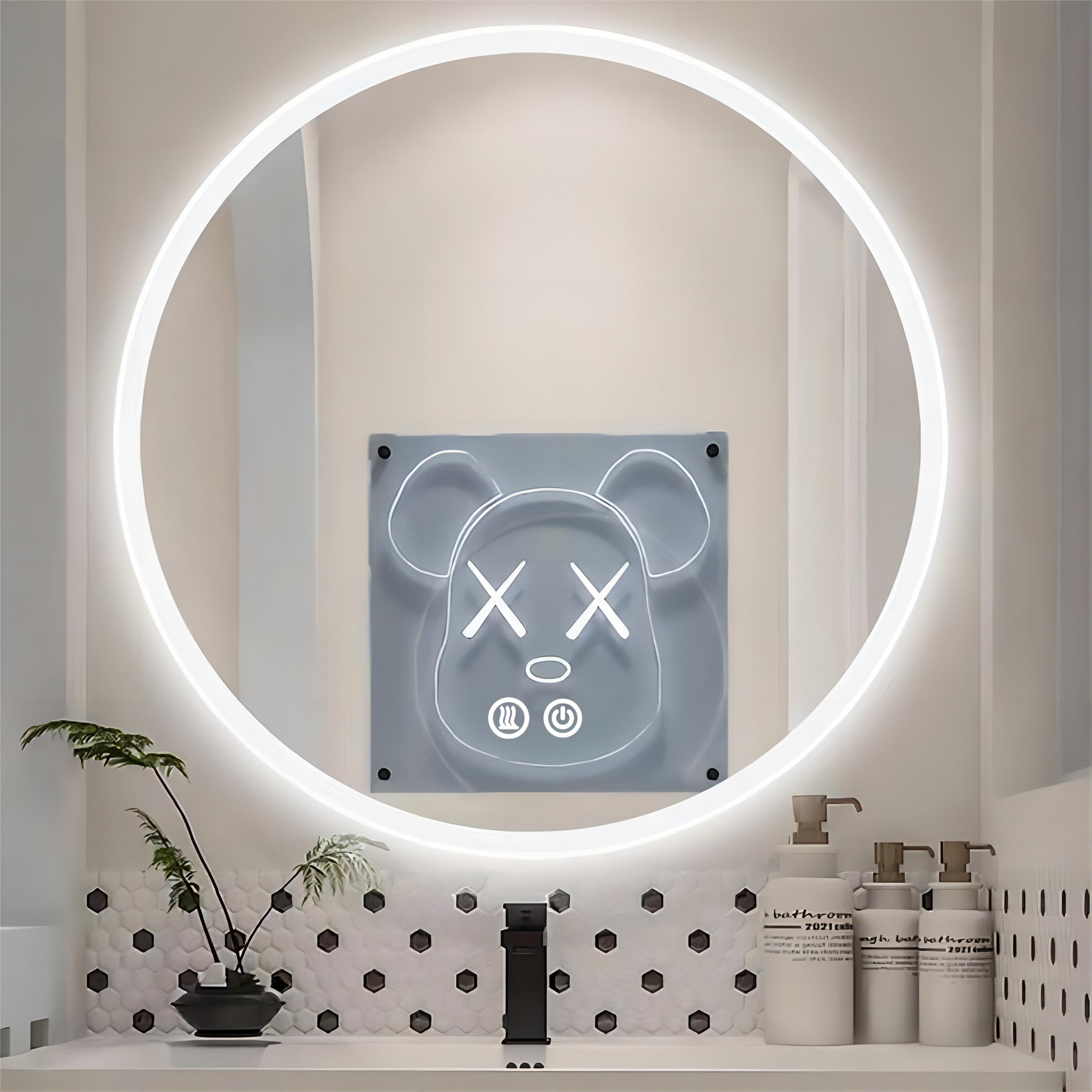 Oglinda Led Rotunda 70Cm 3 Lumini Dezaburire Si Touch Od013 Mirror