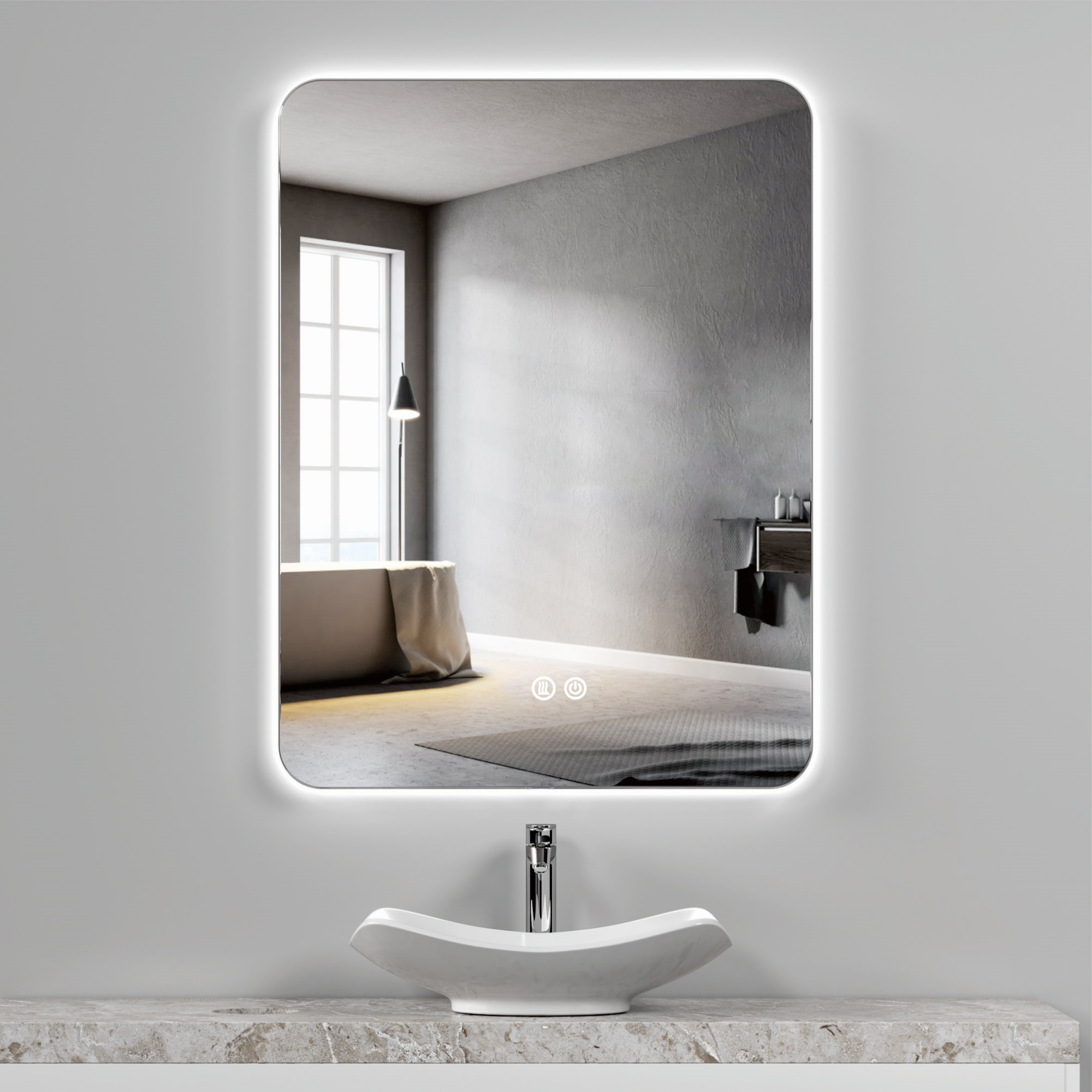 Oglinda Led 60X80Cm 3 Lumini Dezaburire Si Touch Od031 Mirror