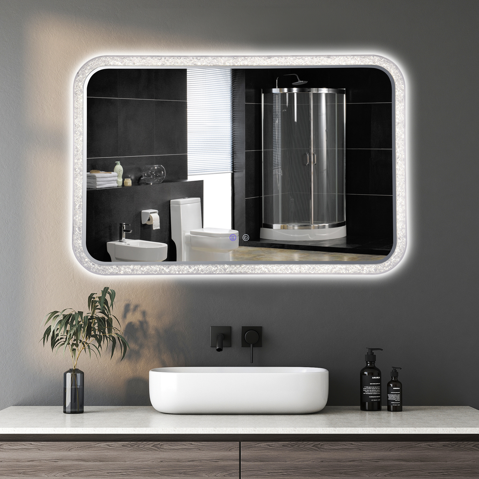 Oglinda Led 98X65Cm 3 Lumini Dezaburire Si Touch Od052 Mirror