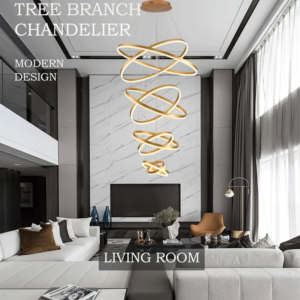 Lustra Led Wonderland Luxury Gold 8 Segmente Echivalent 3000W Telecomanda Chandeliers