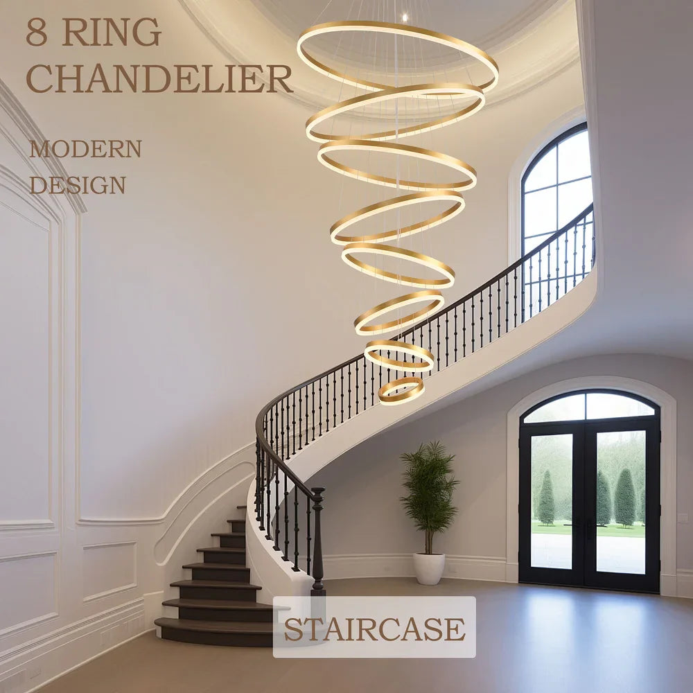 Lustra Led Wonderland Luxury Gold 8 Segmente Echivalent 3000W Telecomanda Chandeliers