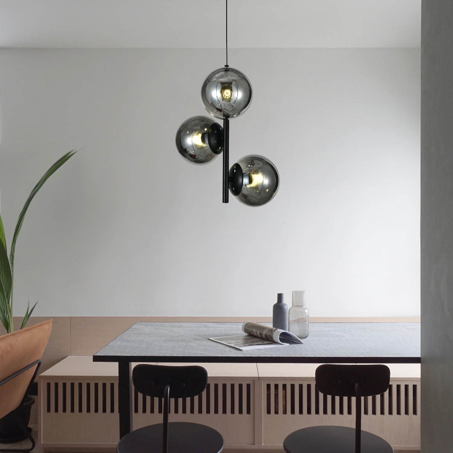 Pendul DIONIS Negru Abajur Fumuriu 3xE27 Chandeliers