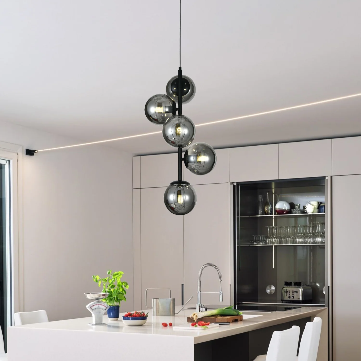 Pendul DIONIS Negru Abajur Fumuriu 5xE27 Chandeliers