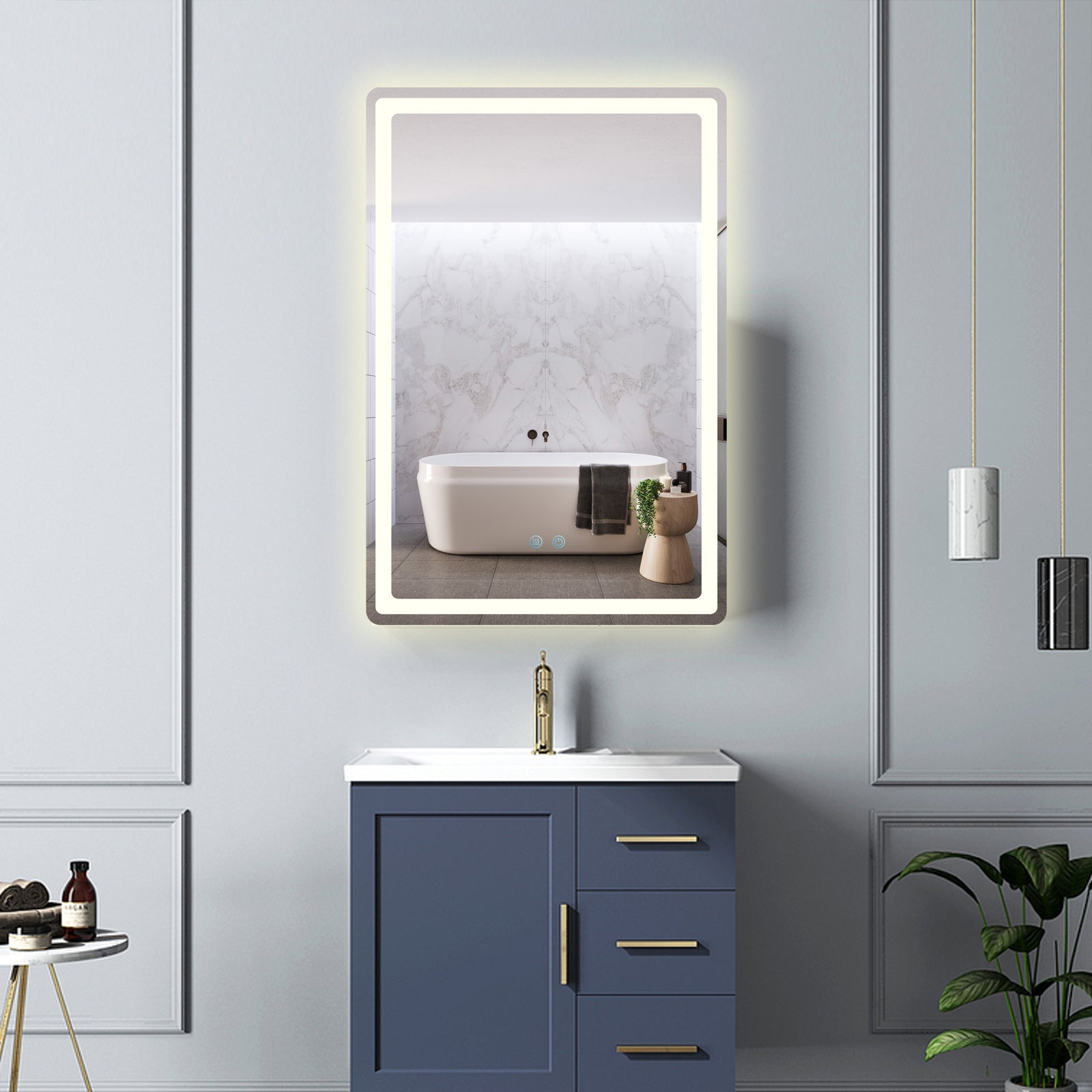 Oglinda Led 60X90Cm 3 Lumini Dezaburire Si Touch Od057 Mirror