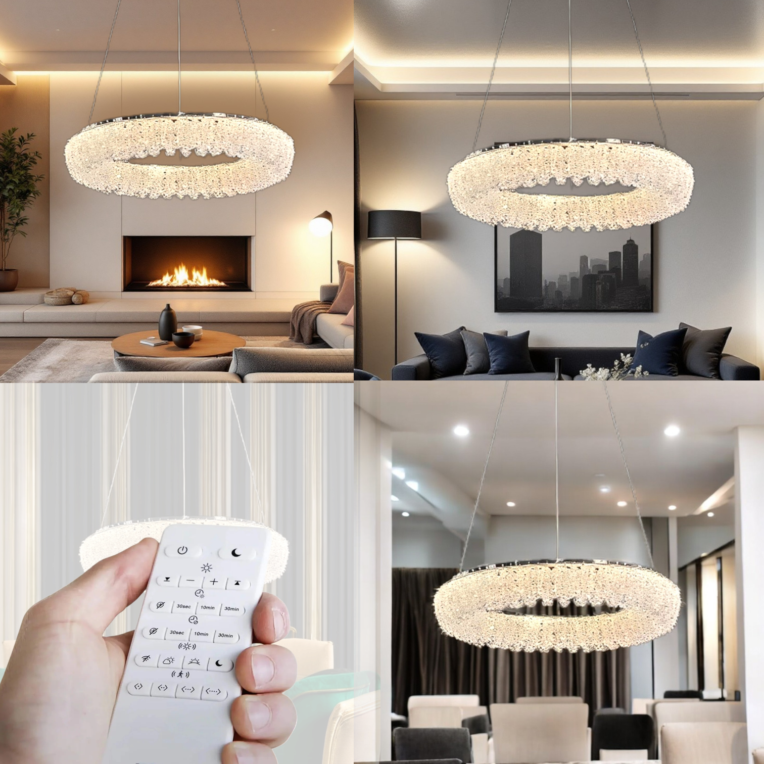 Lustra LED Suspendata Chrome Crystal Sponge 1 Segment Rotund Lighting Fixtures