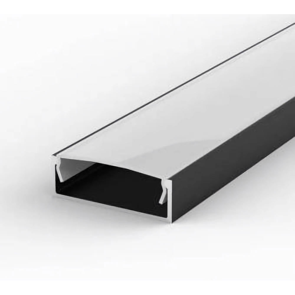 Profil LED Aplicat Negru 2 METRI Plat XL cu Dispersor Alb LED Strips