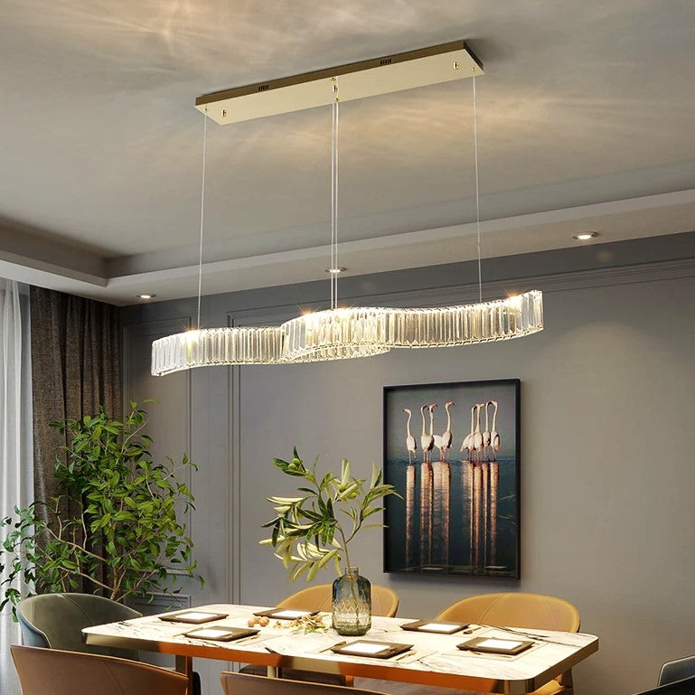 Lustra Led Cristal Suspendata Two Wave Echivalent 400W Ceiling Light Fixtures