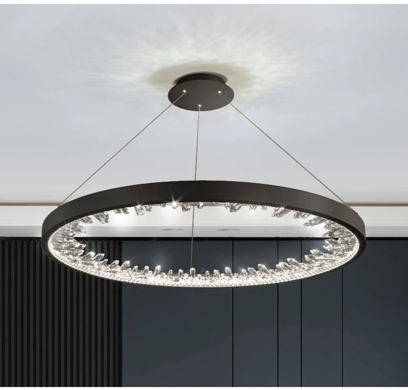 Lustra Led Ice-Age Black 1 Segment Echivalent 200W Lighting Fixtures