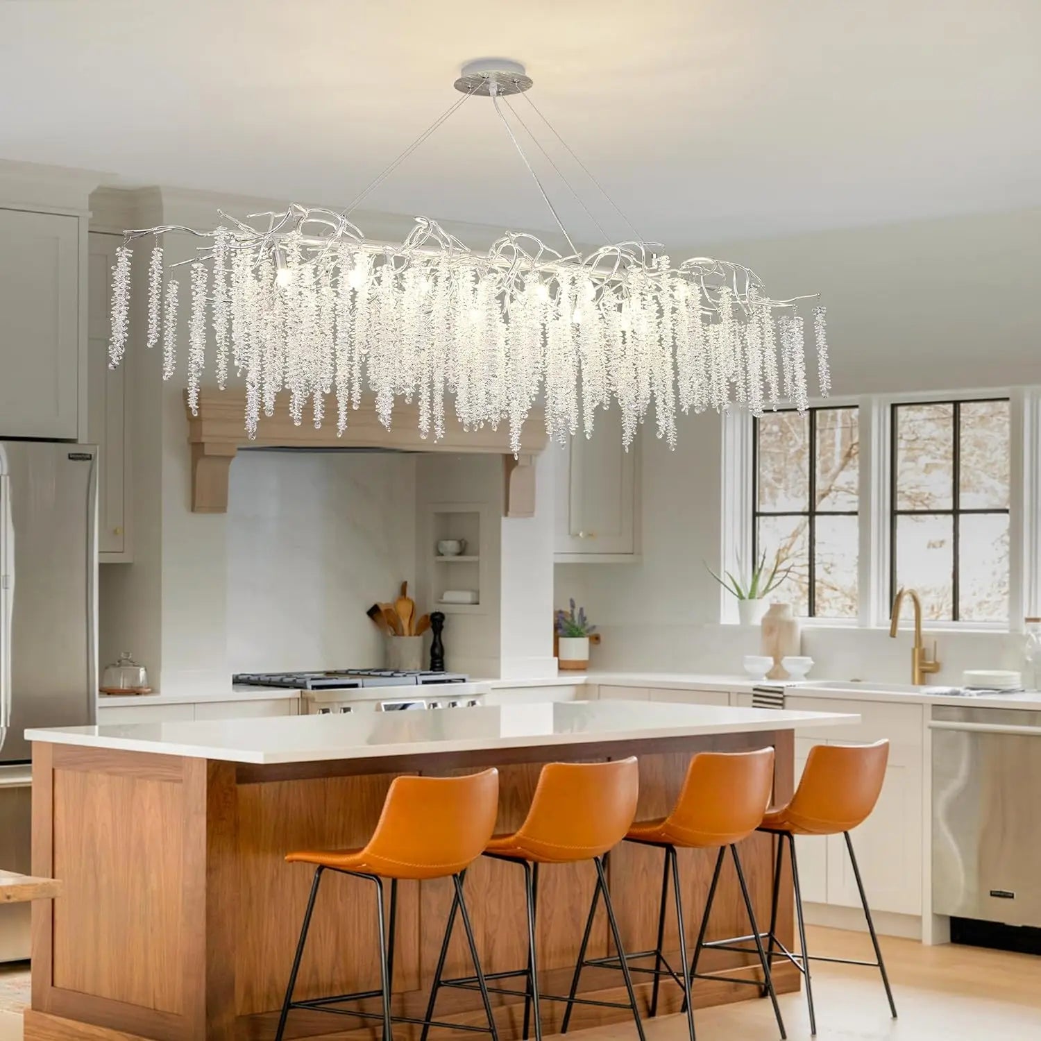 Candelabru Cristal Luxury Silver Willow 150X45 Cm Chandeliers Crystal