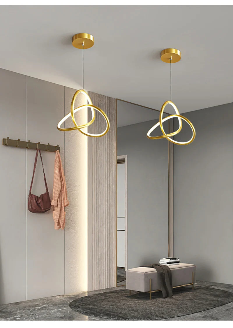 Lustra Led Suspendata 20W Tworings Gold 3 Functii Led Ceiling Light