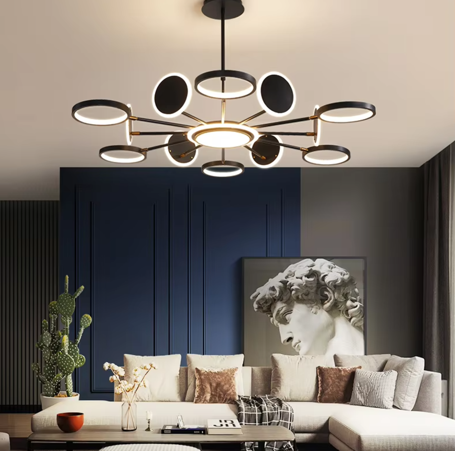 Lustra LED Gambit Black 6+6+1 Brate reglabile Echivalent 800W Telecoma