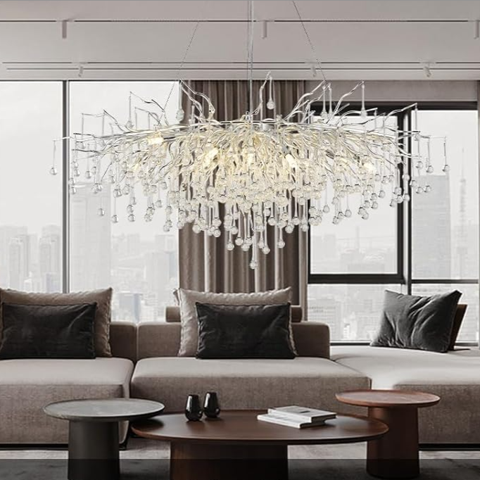 Candelabru Cristal LUXURY SILVER Tears 120x60cm ARGINTIE / 120CM / LUXURY Chandeliers Crystal