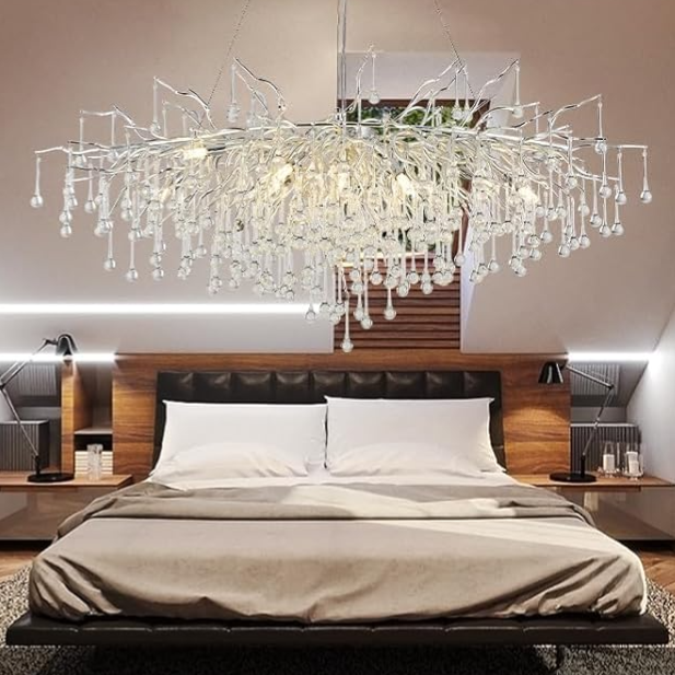 Candelabru Cristal LUXURY SILVER Tears 120x60cm ARGINTIE / 120CM / LUXURY Chandeliers Crystal