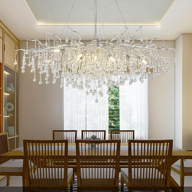 Candelabru Cristal LUXURY SILVER Tears 120x60cm ARGINTIE / 120CM / LUXURY Chandeliers Crystal