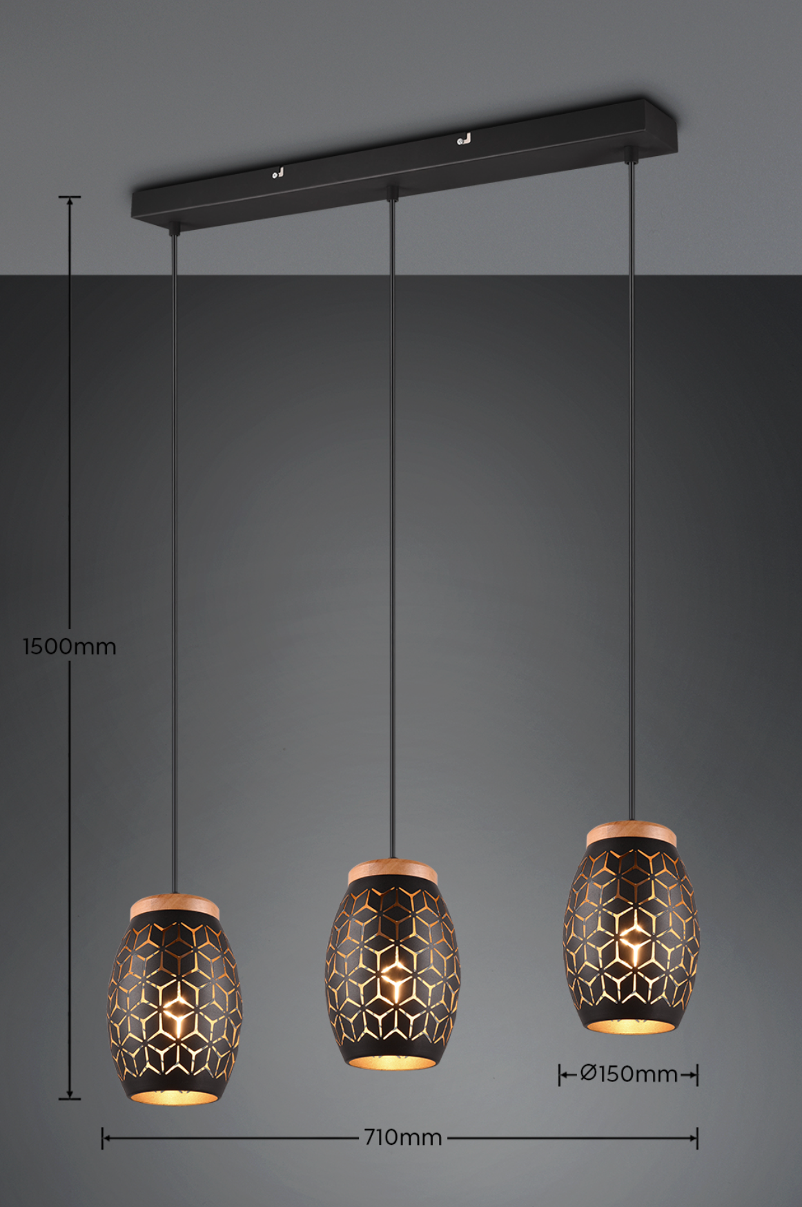 Lustra Suspendata 3xE27 BIDAR Neagra NEAGRA / VINTAGE SI RETRO DESIGN Lighting Fixtures