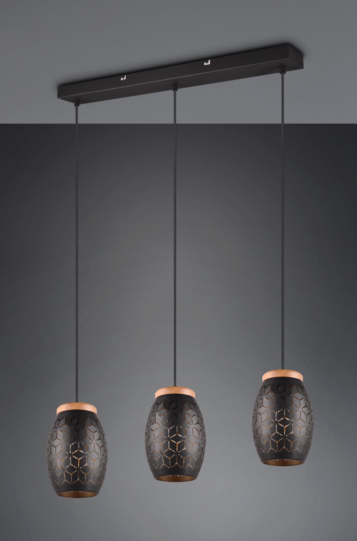 Lustra Suspendata 3xE27 BIDAR Neagra NEAGRA / VINTAGE SI RETRO DESIGN Lighting Fixtures