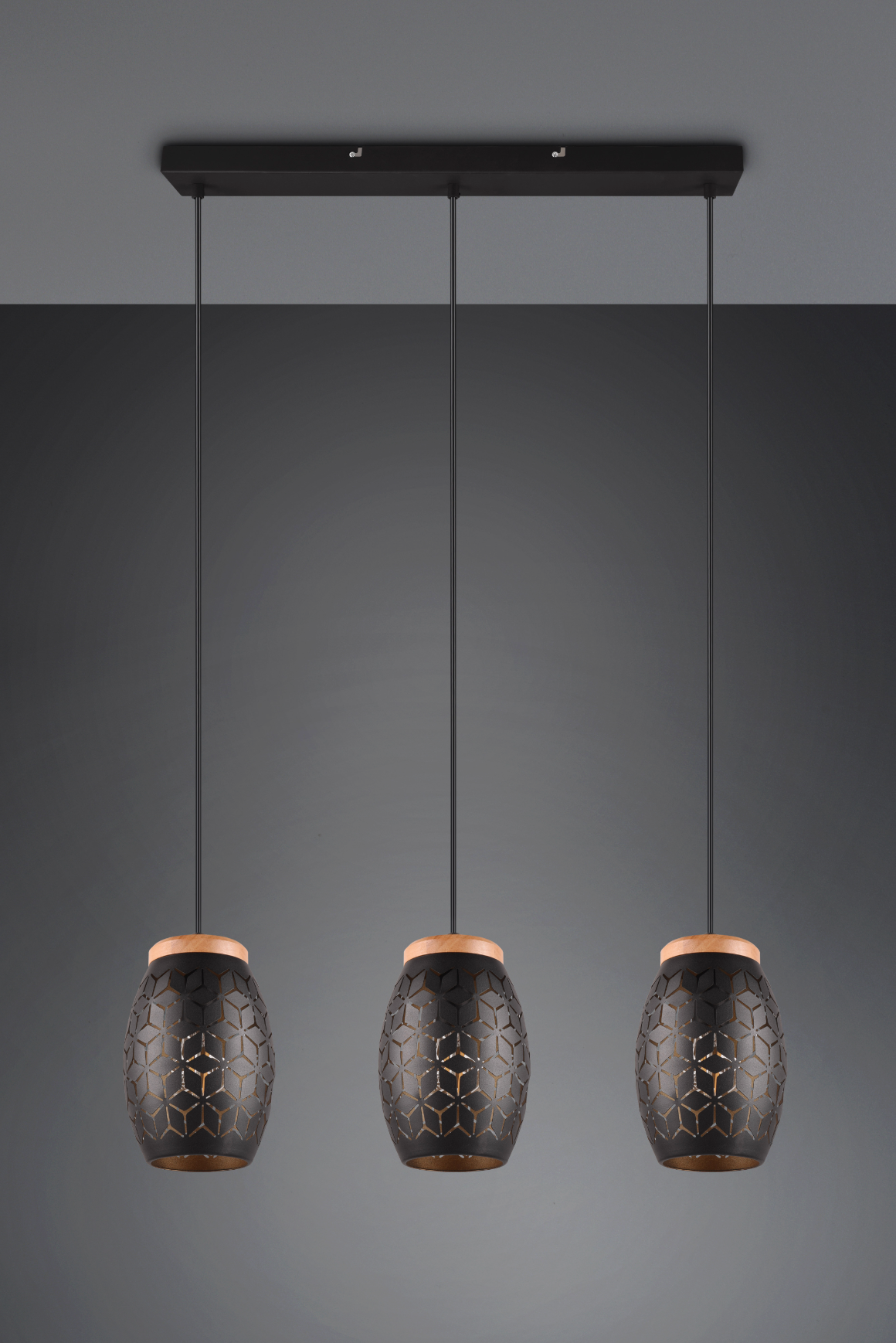 Lustra Suspendata 3xE27 BIDAR Neagra NEAGRA / VINTAGE SI RETRO DESIGN Lighting Fixtures