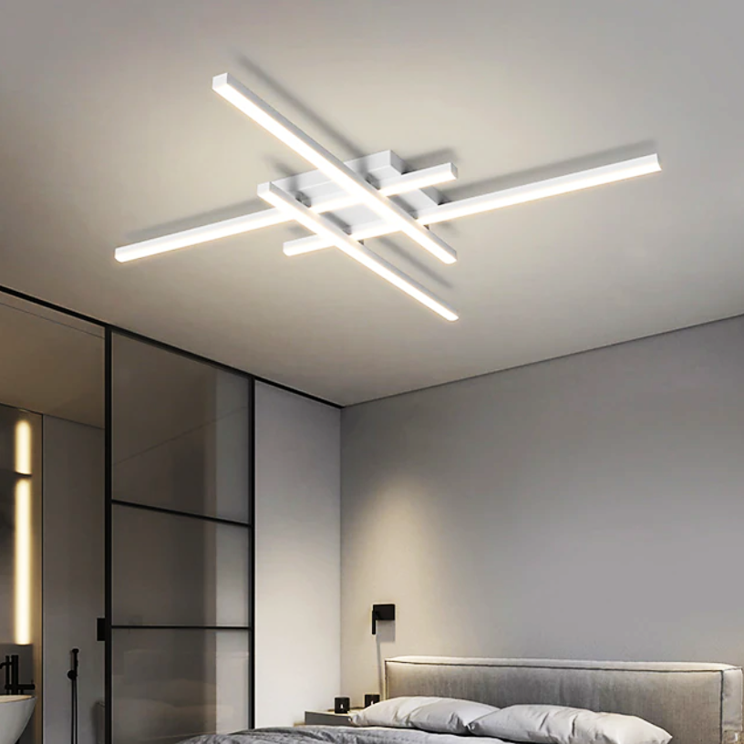 Lustra LED 4 Modern LINES Alb Echivalent 400W Telecomanda ALBA / 86CM / MINIMALIST DESIGN Lighting Fixtures