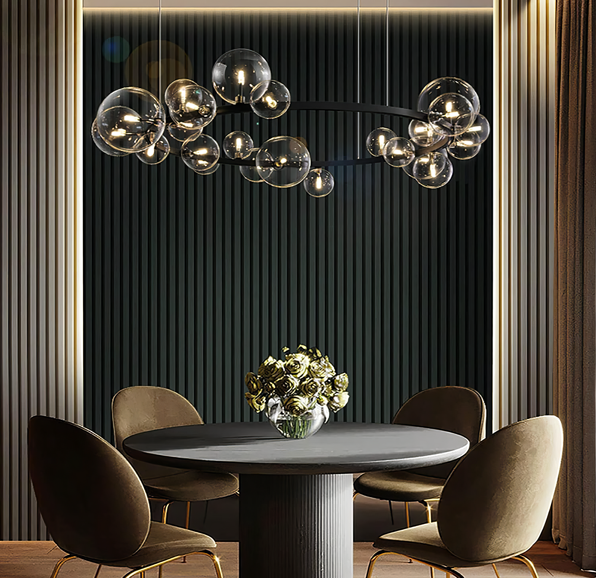 Lustra Abajur Vaya 24xG9 Black Rotunda 120cm Chandeliers