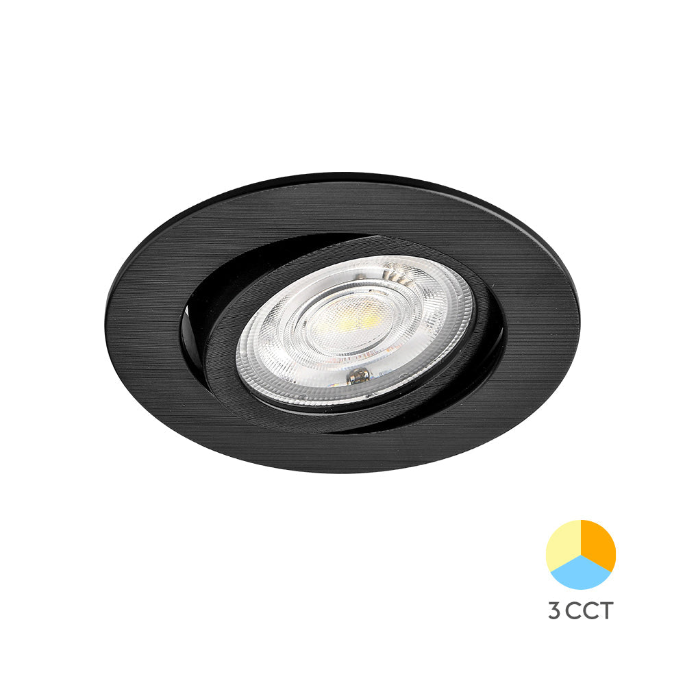 Spot Led 7W Incastrabil Orientabil Negru Cct Cu 3 Lumini Echivalent 60W Led Spot Light