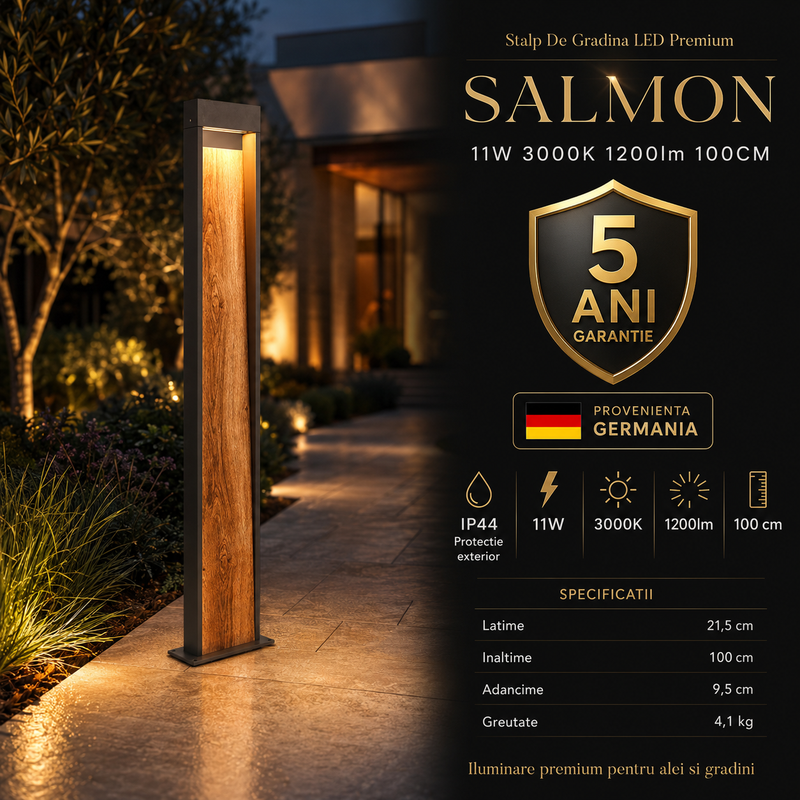 Stalp De Gradina LED Premium SALMON 11W 3000K 1200lm 100CM