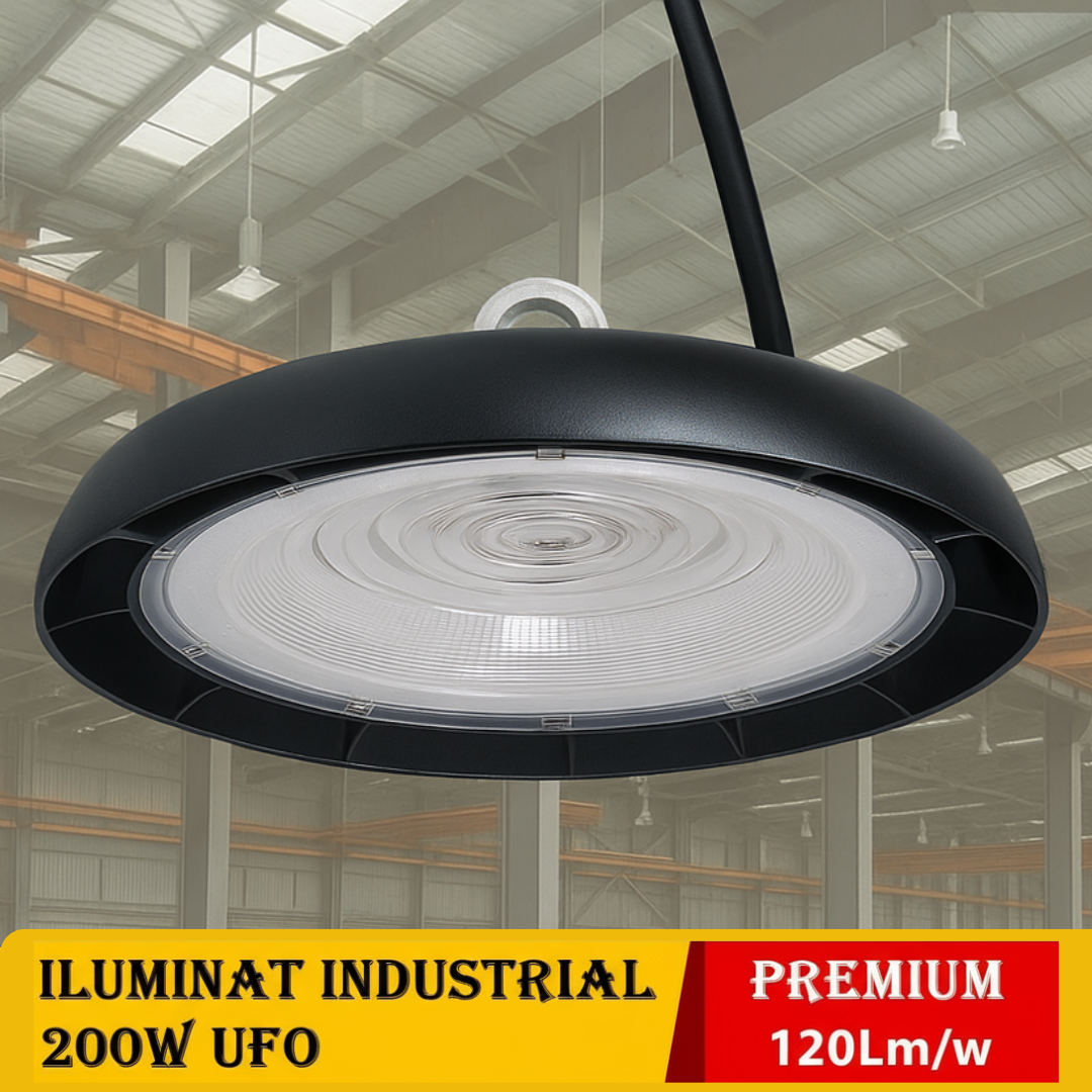 Lampa LED 200w Iluminat Industrial UFO Glori Premium 120Lm/w UFO HI BAY LED