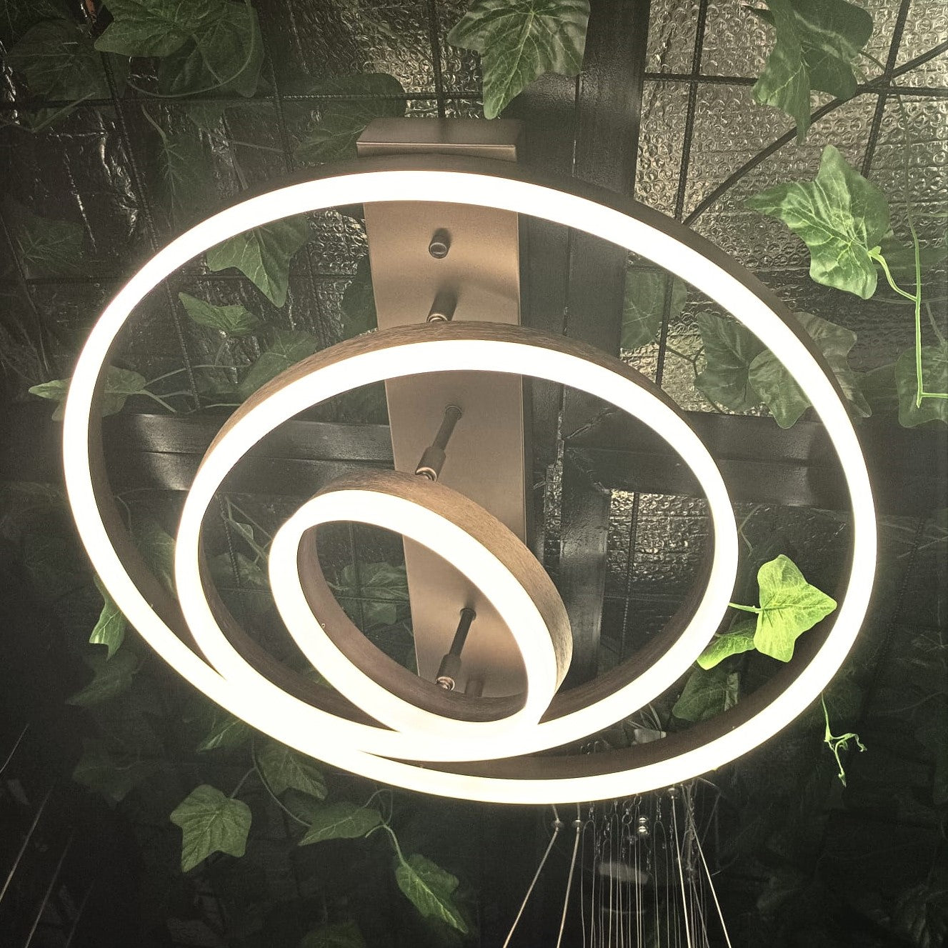 Lustra Led 160W Brown 3 Rings Reglabile Telecomanda Ceiling Light