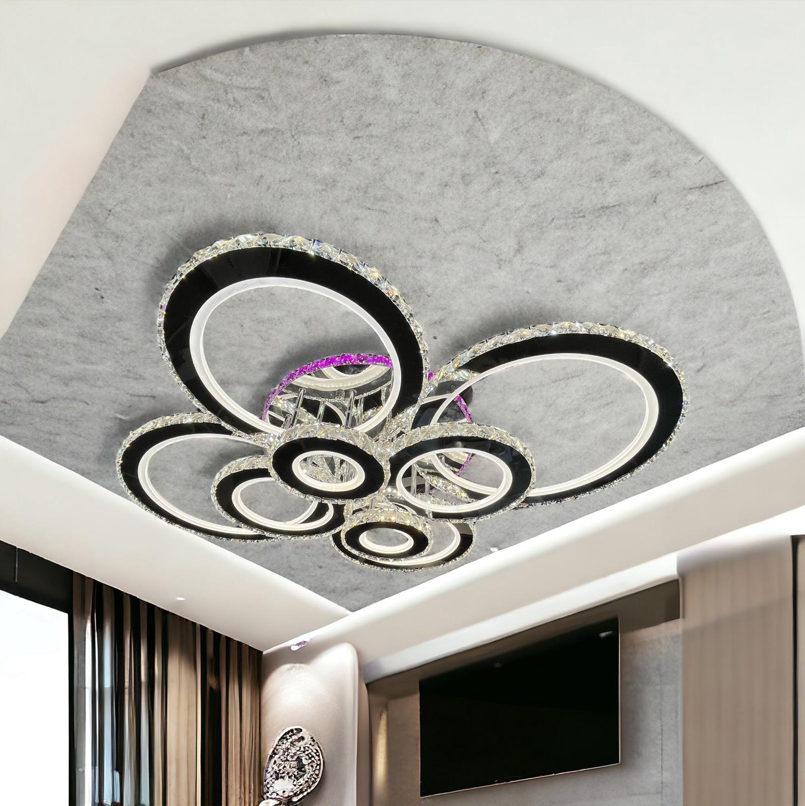 Lustra Led 434W 4 + 4 Circle Cristal Super Gigant Rgb Echivalent 1200W Chandeliers Crystal