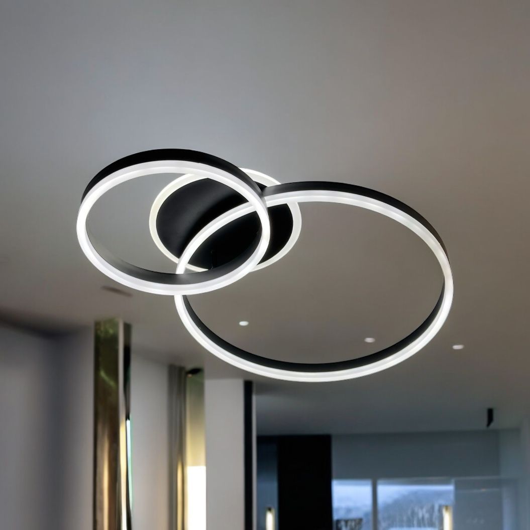Lustra Led Beauty Black 2 Big Circle Echivalent 600W Telecomanda Lighting Fixtures