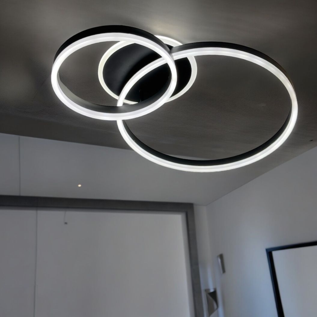 Lustra Led Beauty Black 2 Big Circle Echivalent 600W Telecomanda Lighting Fixtures