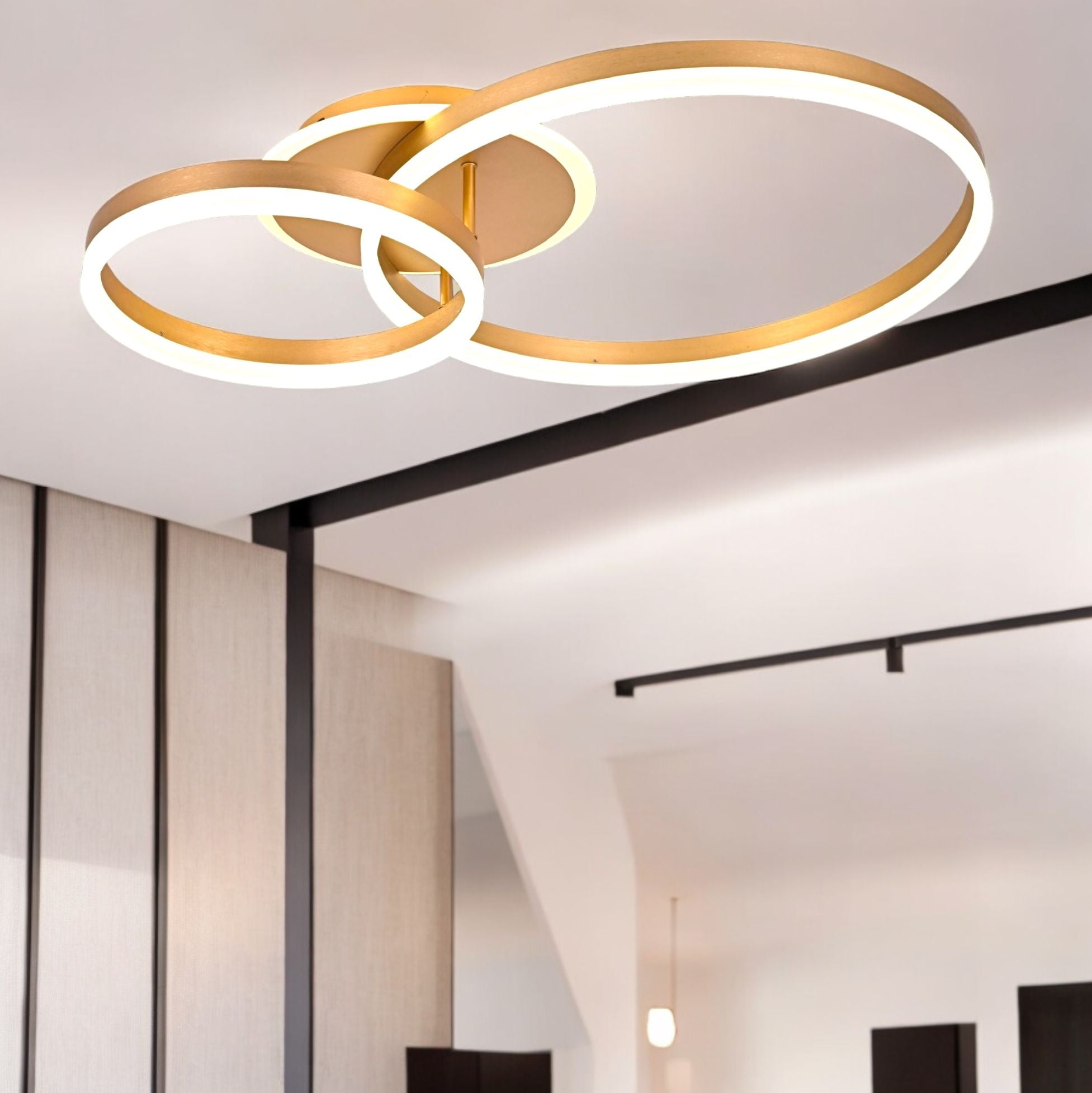 Lustra Led Beauty Gold 2 Big Circle Echivalent 600W Telecomanda Lighting Fixtures