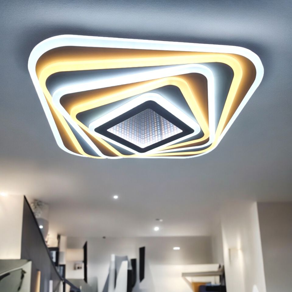 Lustra Led Square 3D Mirror Telecomanda Echivalent 800W Lighting Fixtures