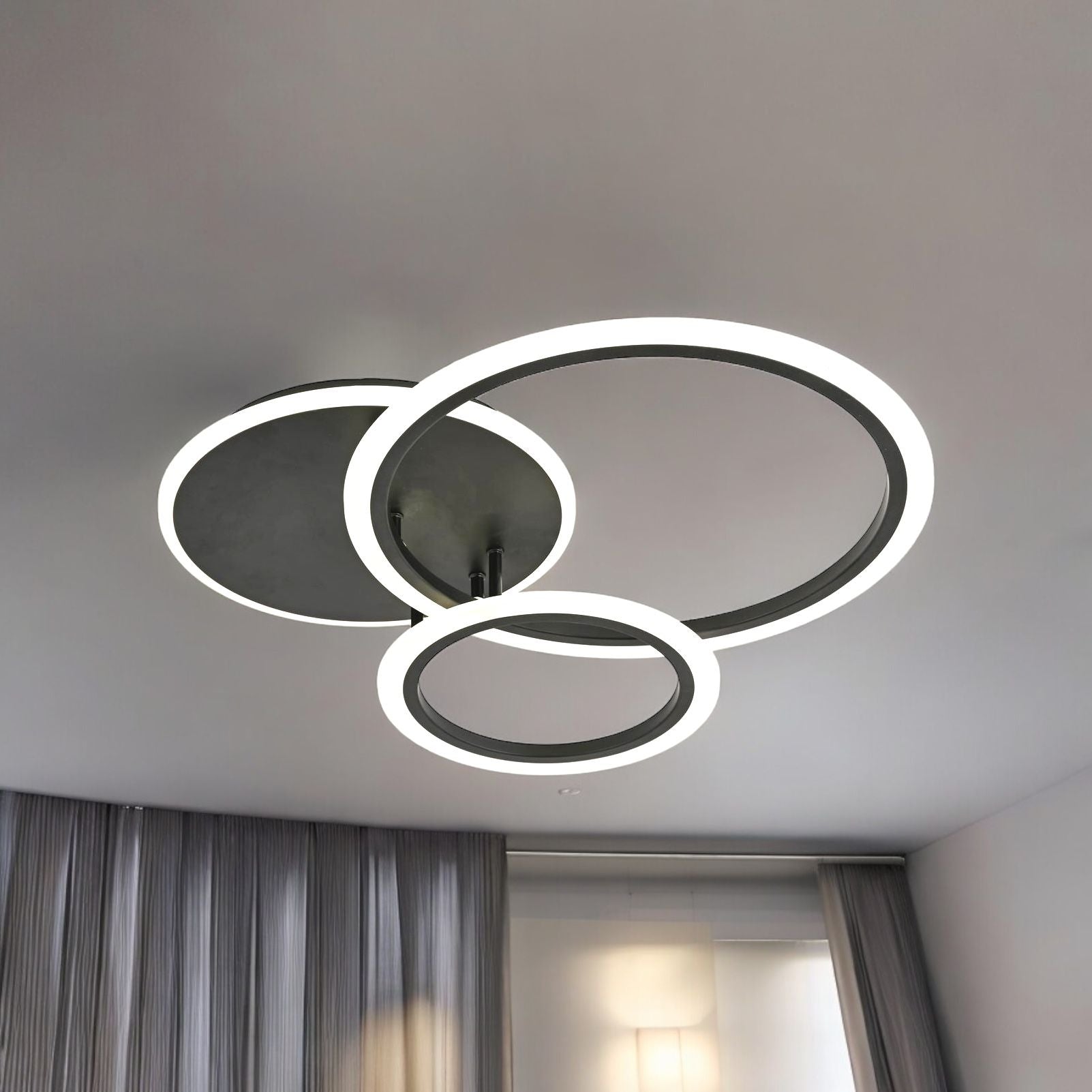 Lustra Led Two Black Circle Design Telecomanda Echivalent 400W Lighting Fixtures