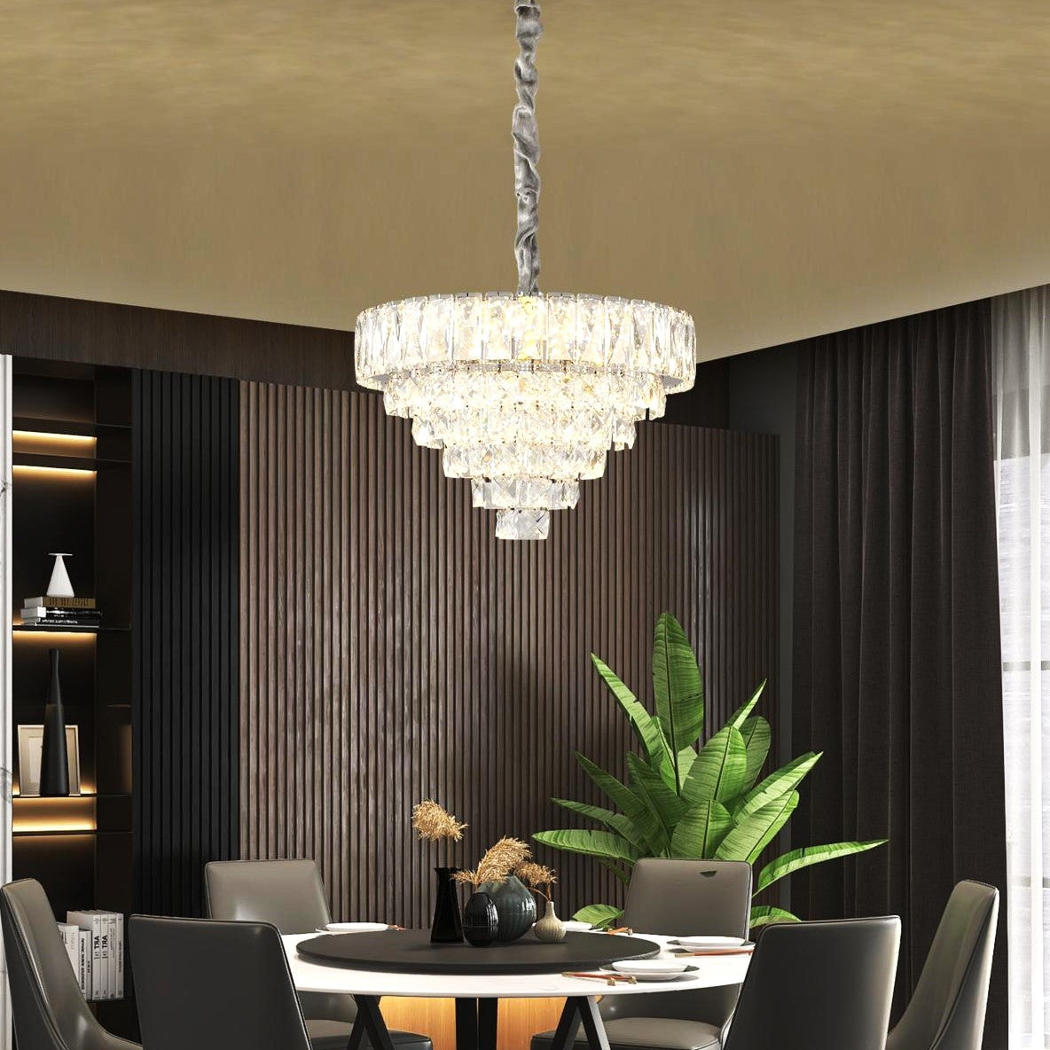 Lustra Led Memphis 40Cm Cristal Echivalent 400W Telecomanda Lighting Fixtures