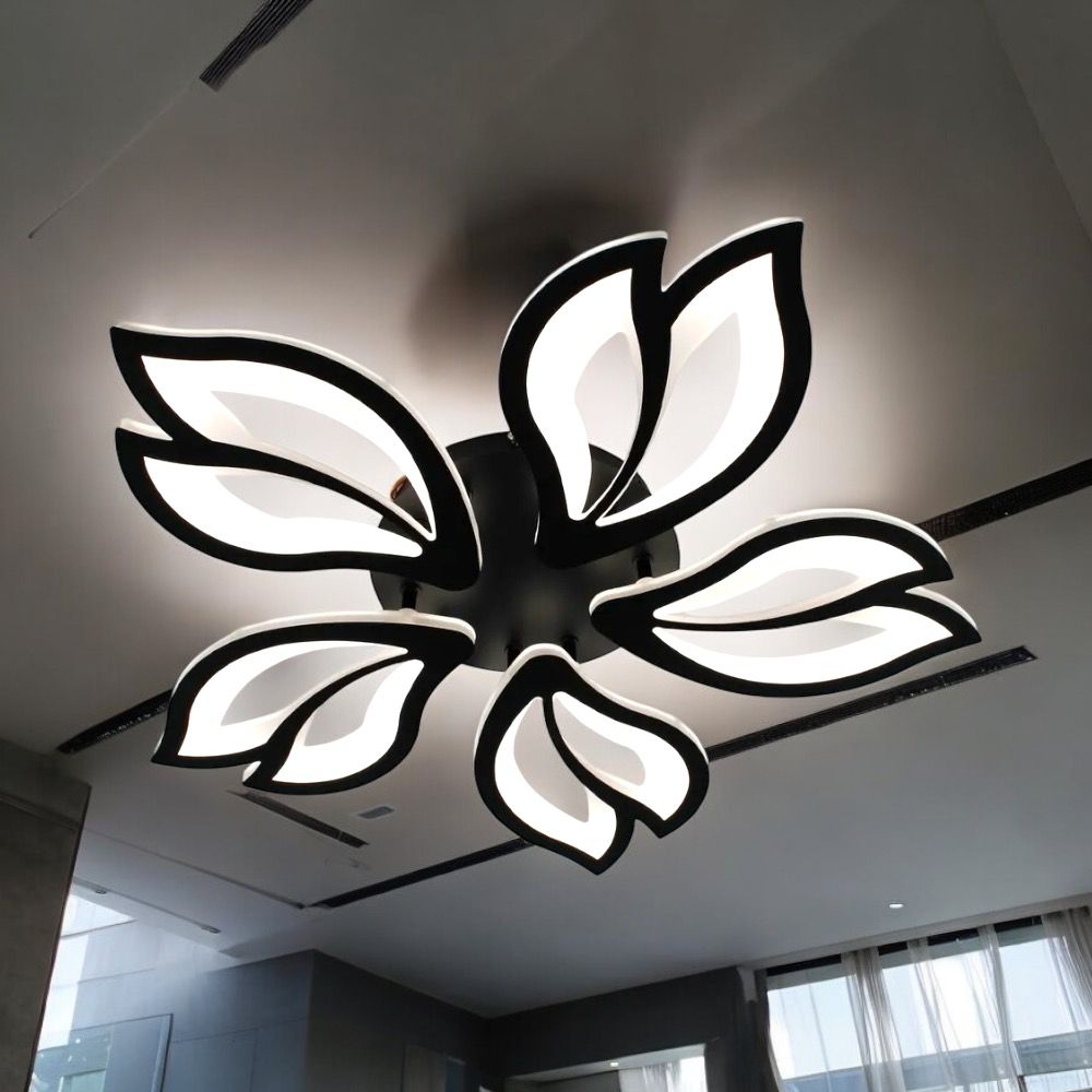 Lustra Led Anemone Black Echivalent 500W Telecomanda Lighting Fixtures