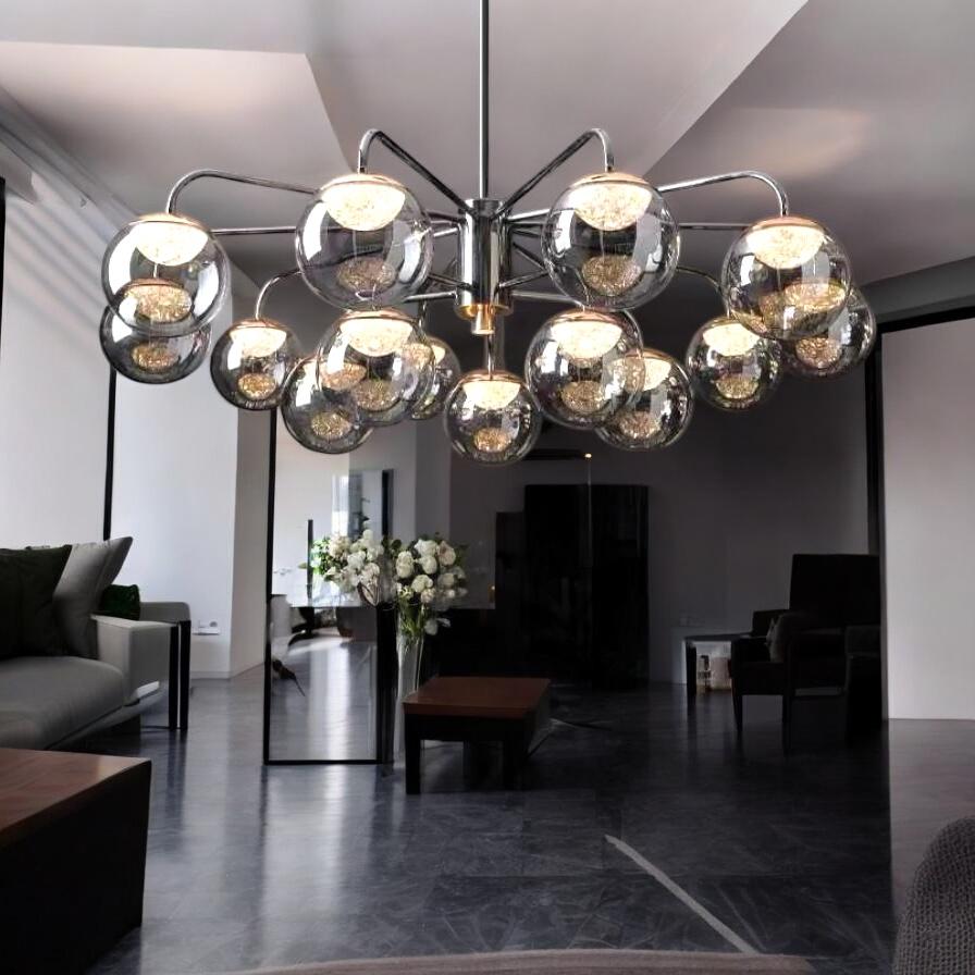 Lustra Abajur Fumuriu Black MOZART Grande 15xE27 NEAGRA / ABAJUR Chandeliers