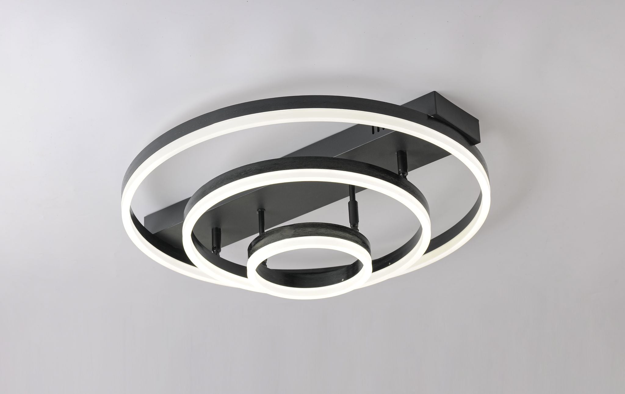 Lustra LED Black 3 Rings Reglabile Echivalent 800W Telecomanda CIRCLE DESIGN / NEAGRA / 60CM CEILING LIGHT