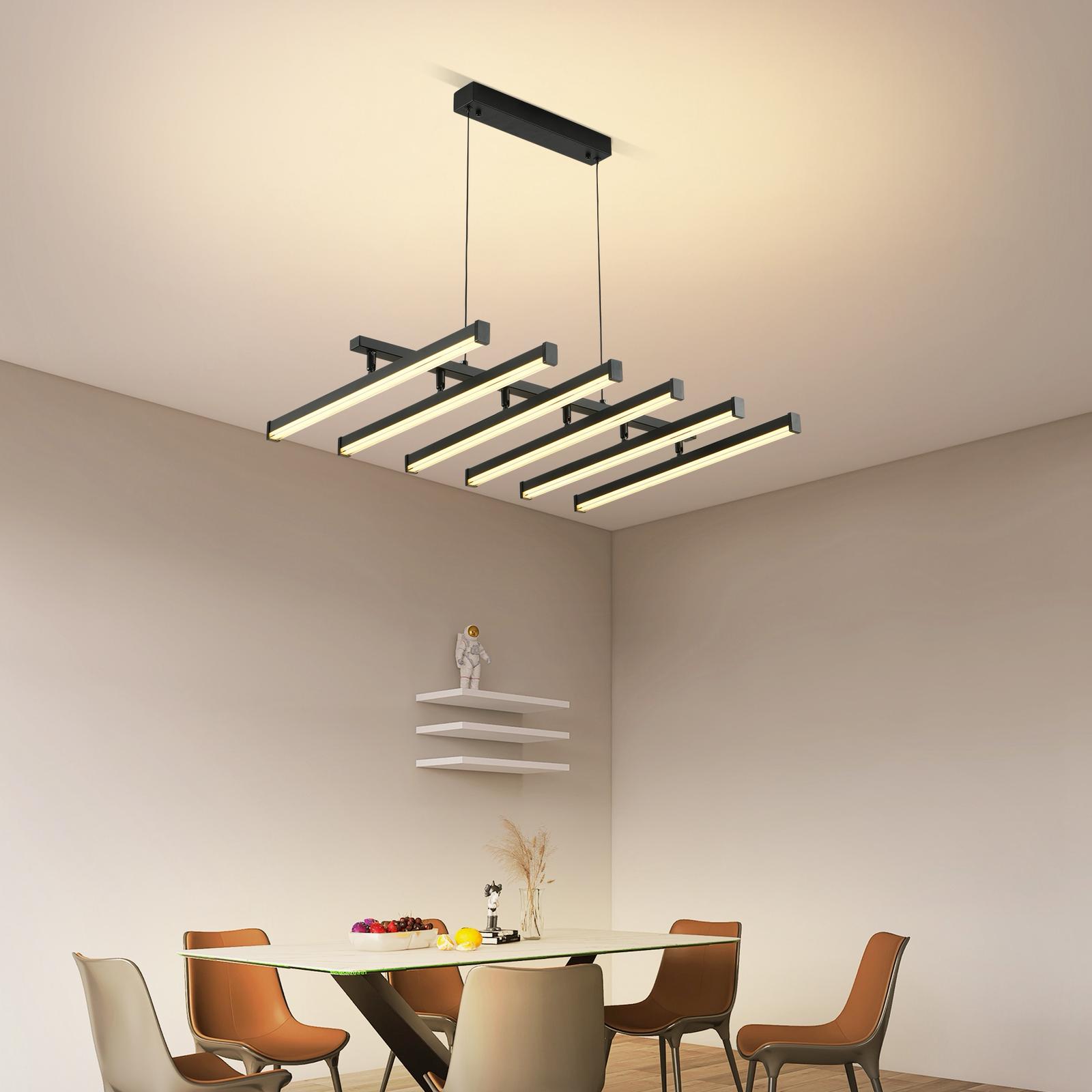 Lustra LED Suspendata 6 Linii Reglabile Black Echivalent 800W Telecomanda NEAGRA / 80CM / SUSPENDATE Lighting Fixtures