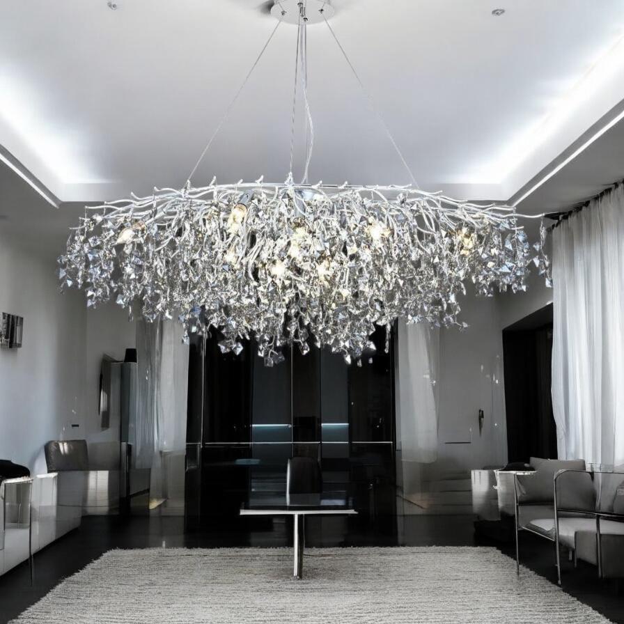 Candelabru Cristal LUXURY Silver SOFT 120x55cm ARGINTIE / 120X55CM / LUXURY Chandeliers Crystal