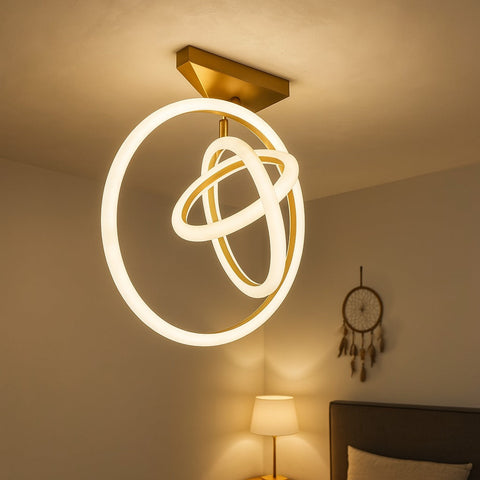 Lustra LED Golden Rings X1217-3GD Echivalent 400W Telecomanda Resigilat R3