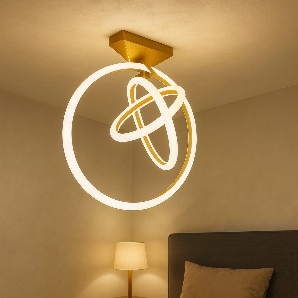 Lustra LED Golden Rings X1217-3GD Echivalent 400W Telecomanda AURIE / CIRCLE DESIGN / 40CM Lighting Fixtures