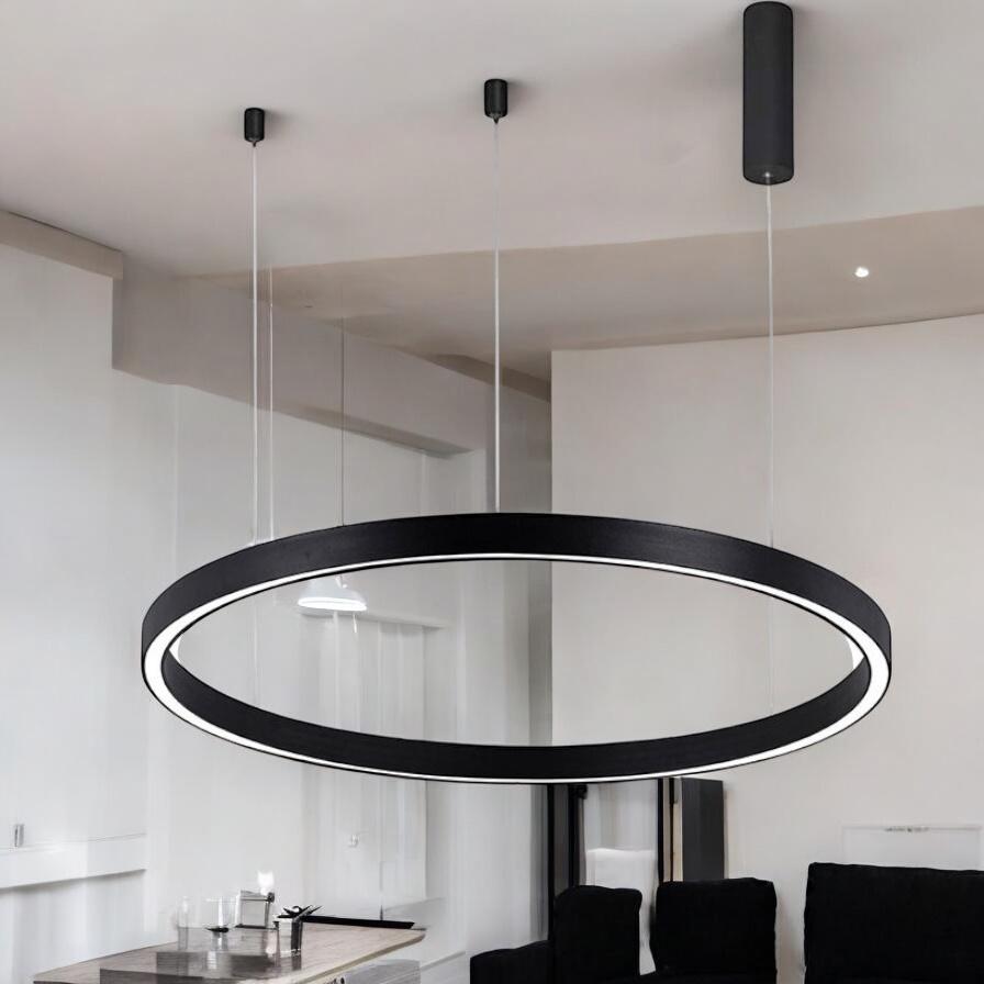 Lustra LED Suspendata TULLIO 60cm Black 1 Segment Echivalent 300W NEAGRA / SUSPENDATE / 60CM Lighting Fixtures