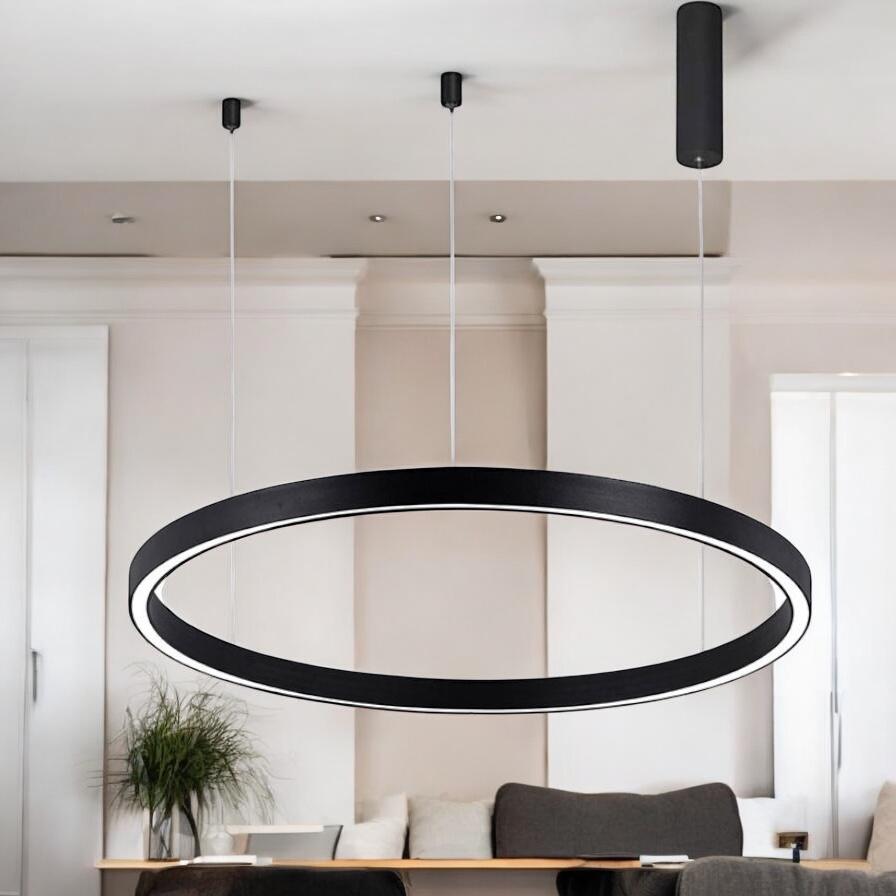 Lustra LED Suspendata TULLIO 60cm Black 1 Segment Echivalent 300W NEAGRA / SUSPENDATE / 60CM Lighting Fixtures